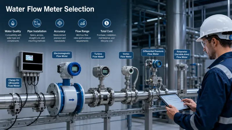 Water flow meter types installed on industrial water pipelines for meter selection Water flow meter types installed on industrial water pipelines for meter selection